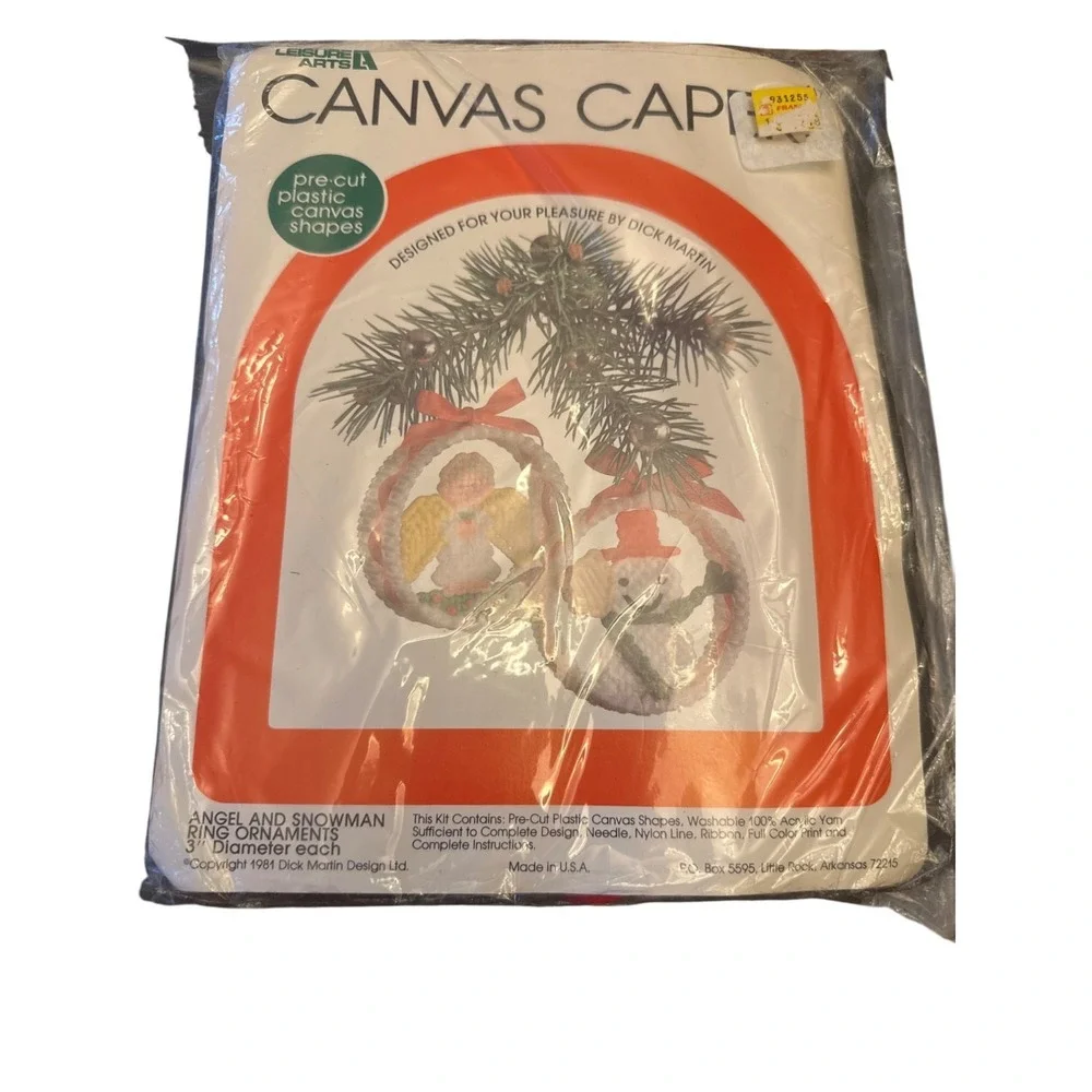Vintage Canvas Capers Christmas Craft Ornament Kits By Dick Martin 1984 Lot of 4